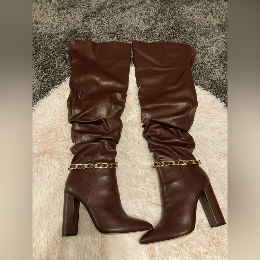 Dark Bordeaux thigh high boot